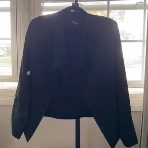 Lulu’s black dress jacket with padded shoulders